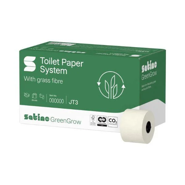 Jumbo toaletni papir iz travnih in recikliranih vlaken (2 ali 3slojni) - Satino GreenGrow System Jumbo - JT3