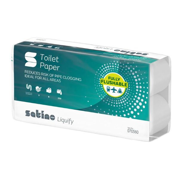 Wepa - Toaletni papir rolice Liquify, 3slojni, 250 lisitičev, 64/1 - MT1
