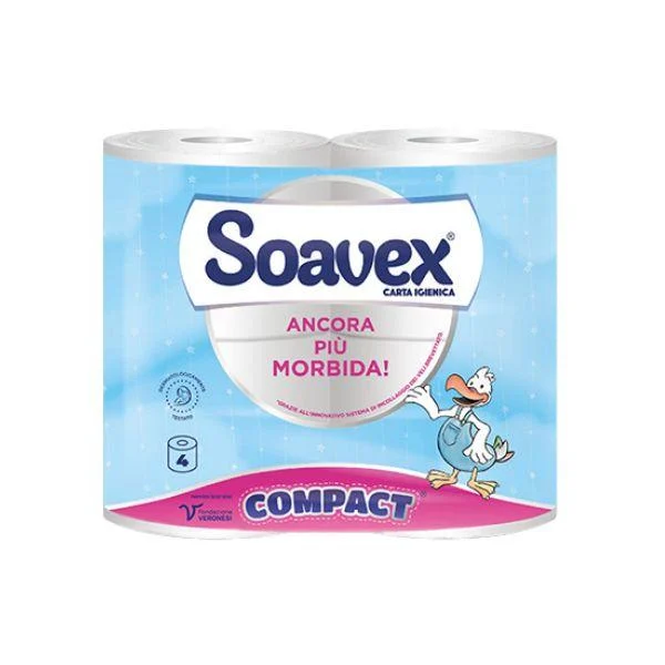 Toaletni papir Soavex Compact - 2-slojni 500 lističev, 4 zvitki